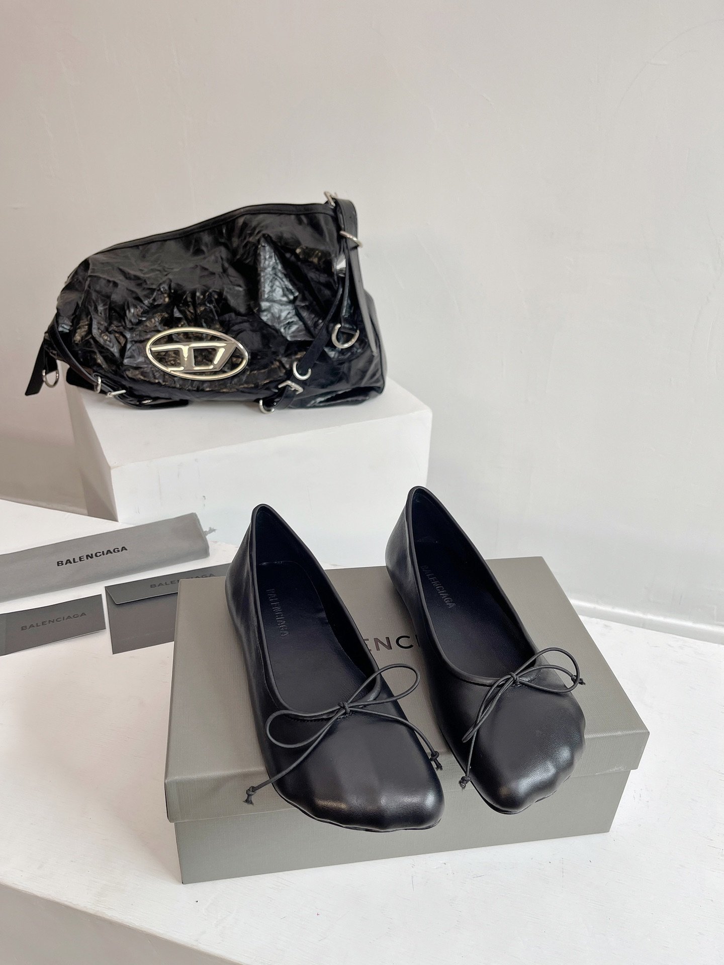 Ballet shoes black leather