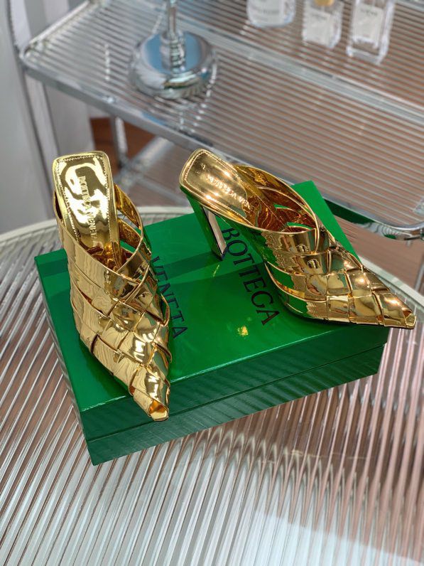 Sandals on high heel (10 cm) gold фото 3
