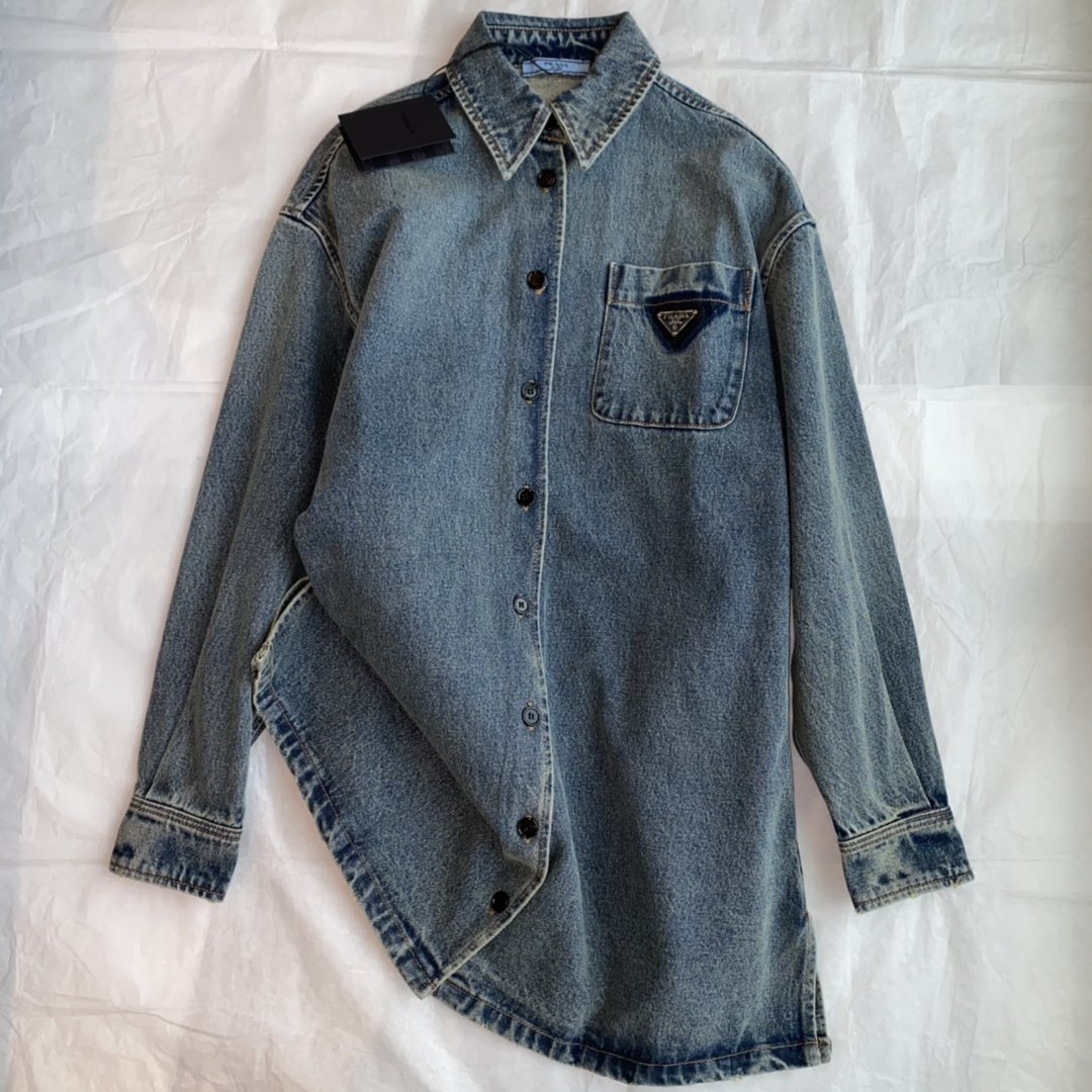 Довга джинсова куртка-сорочка фото 3