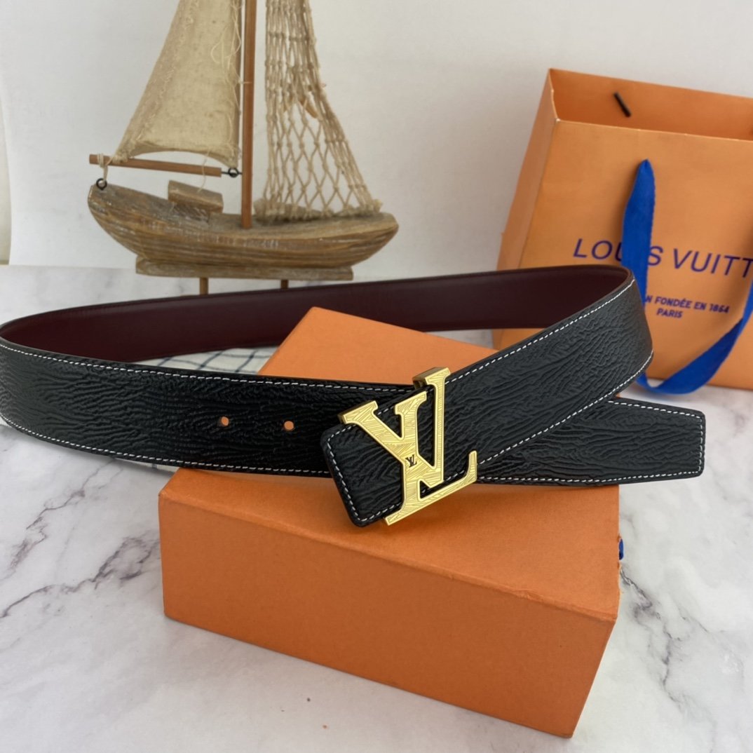 Male leather belt LV 3.8 cm фото 6