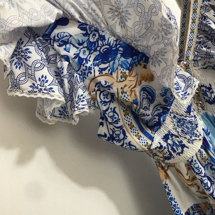 Платье с принтом листьев лотоса фото 2