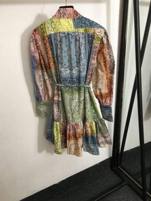 Плаття, Сукня  в стилі ретро з кольоровими блоками і принтом фото 6