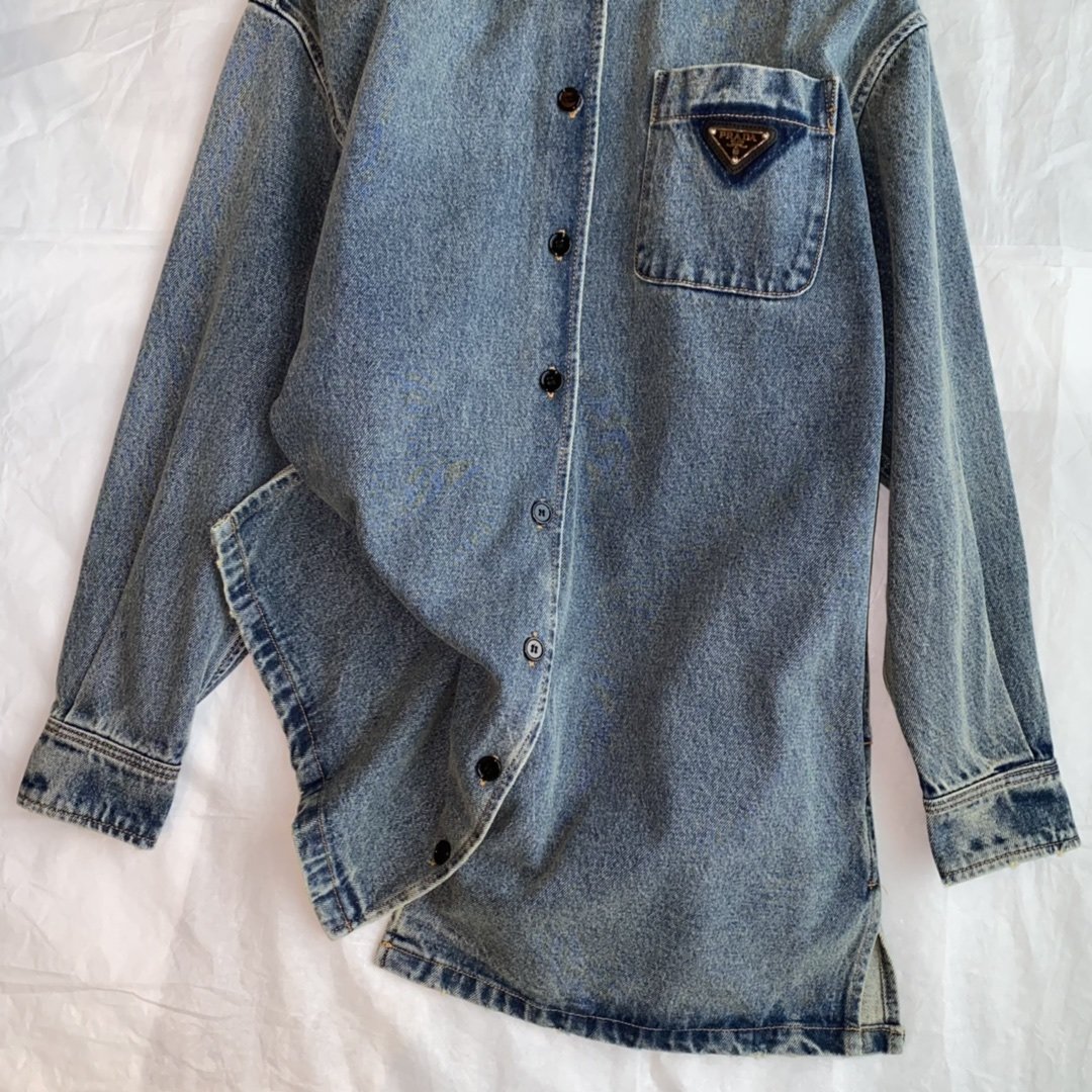 Довга джинсова куртка-сорочка фото 5