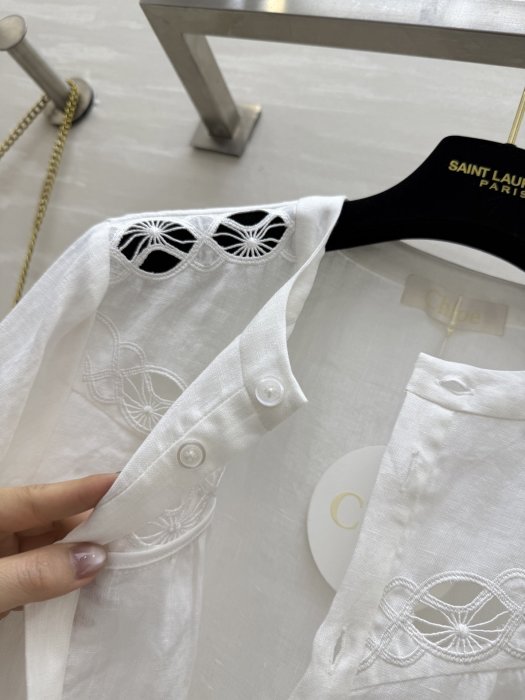 Linen blouse from shortened sleeves фото 9