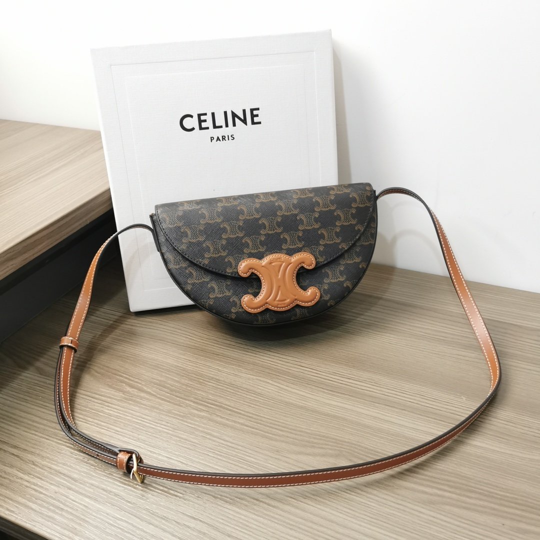 A bag BESACE CUIR TRIOMPHE IN TRIOMPHE CANVAS AND CALFSKIN 23 cm