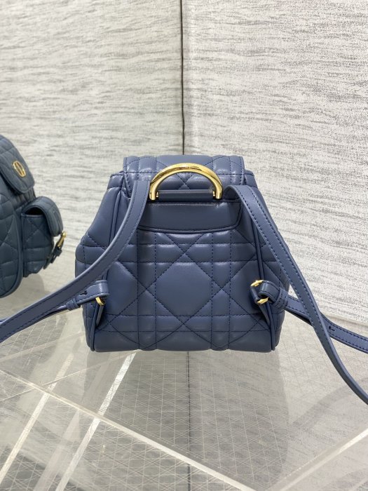 Синій шкіряний рюкзак Dior Caro 20 см фото 4