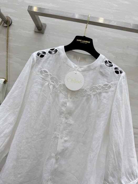 Linen blouse from shortened sleeves фото 5