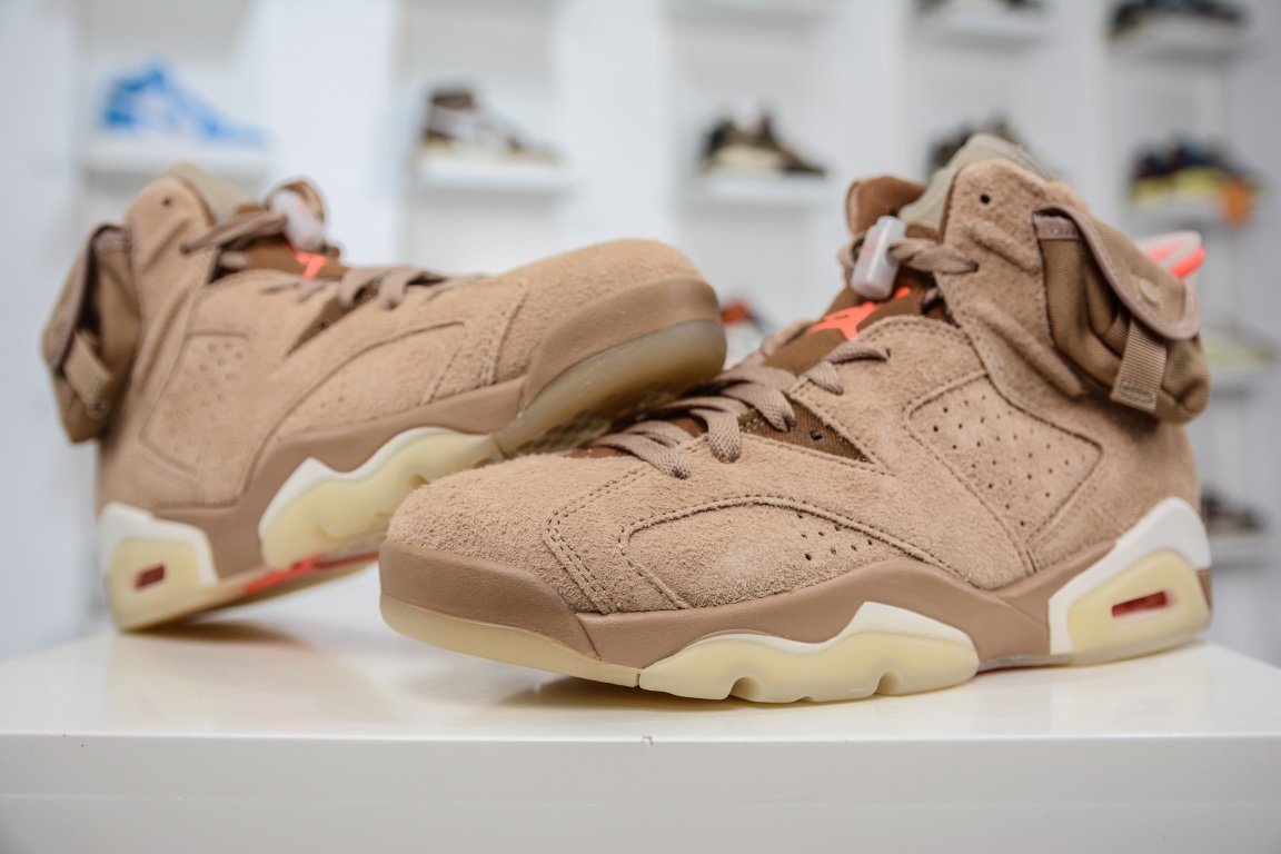 Кроссовки Air Jordan 6 AJ6 Retro Travis Scott British Khaki - DH0690-200 фото 4