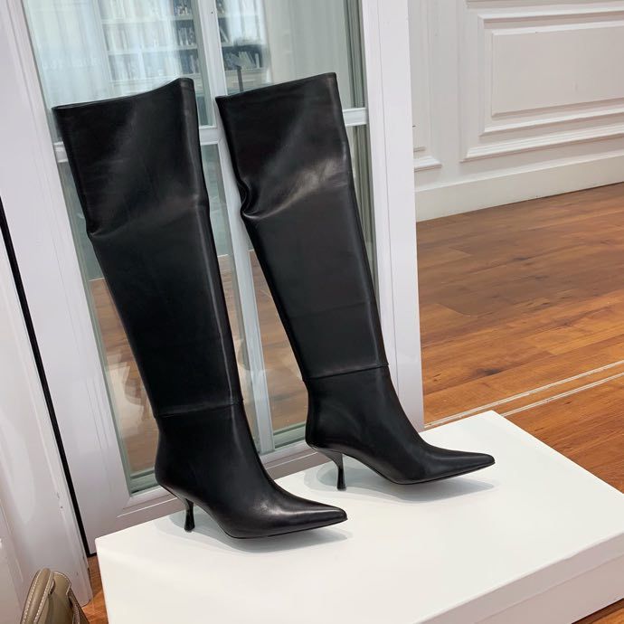 Boots women's higher knee leather on heel