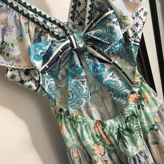 Платье с принтом листьев лотоса фото 8