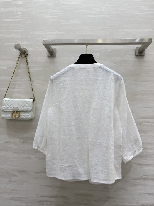 Linen blouse from shortened sleeves фото 4