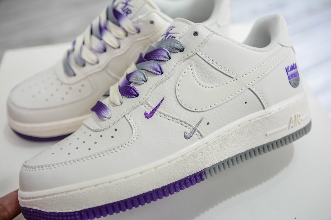 Кросівки AIR FORCE 1 LOW 07 BEIGE/BEIGE/PURPLE NK6928-205 фото 7