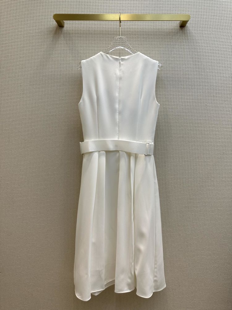 Dress without Sleeveless from belt white фото 8