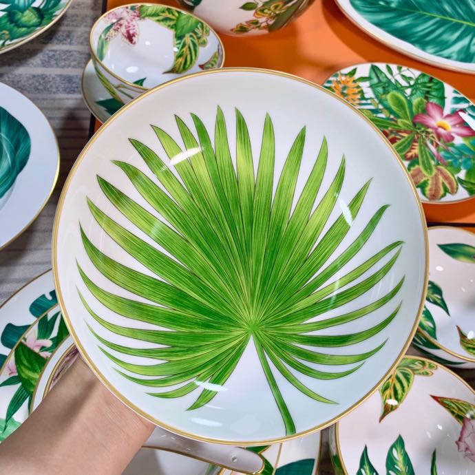 Большой набор посуды из костяного фарфора, 58 предметов, серия Tropical Rainforest фото 4