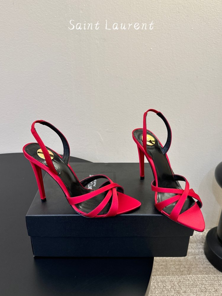 Satin sandals слингбэк on stud from перекрёстными thongs