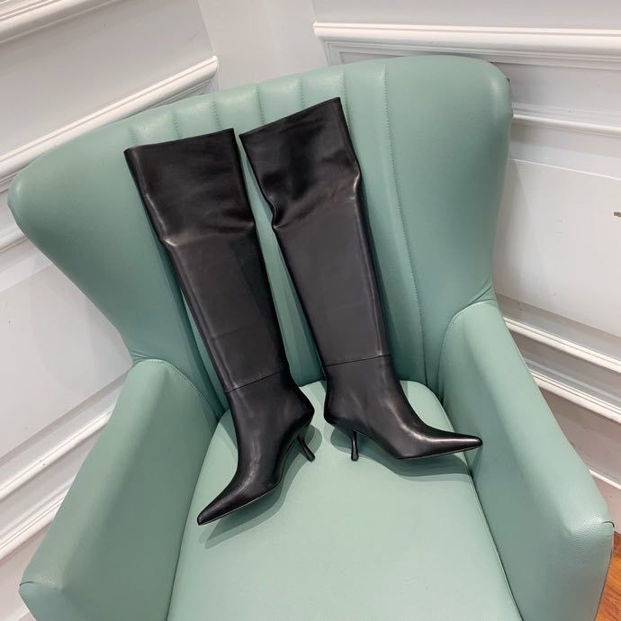 Boots women's higher knee leather on heel фото 3