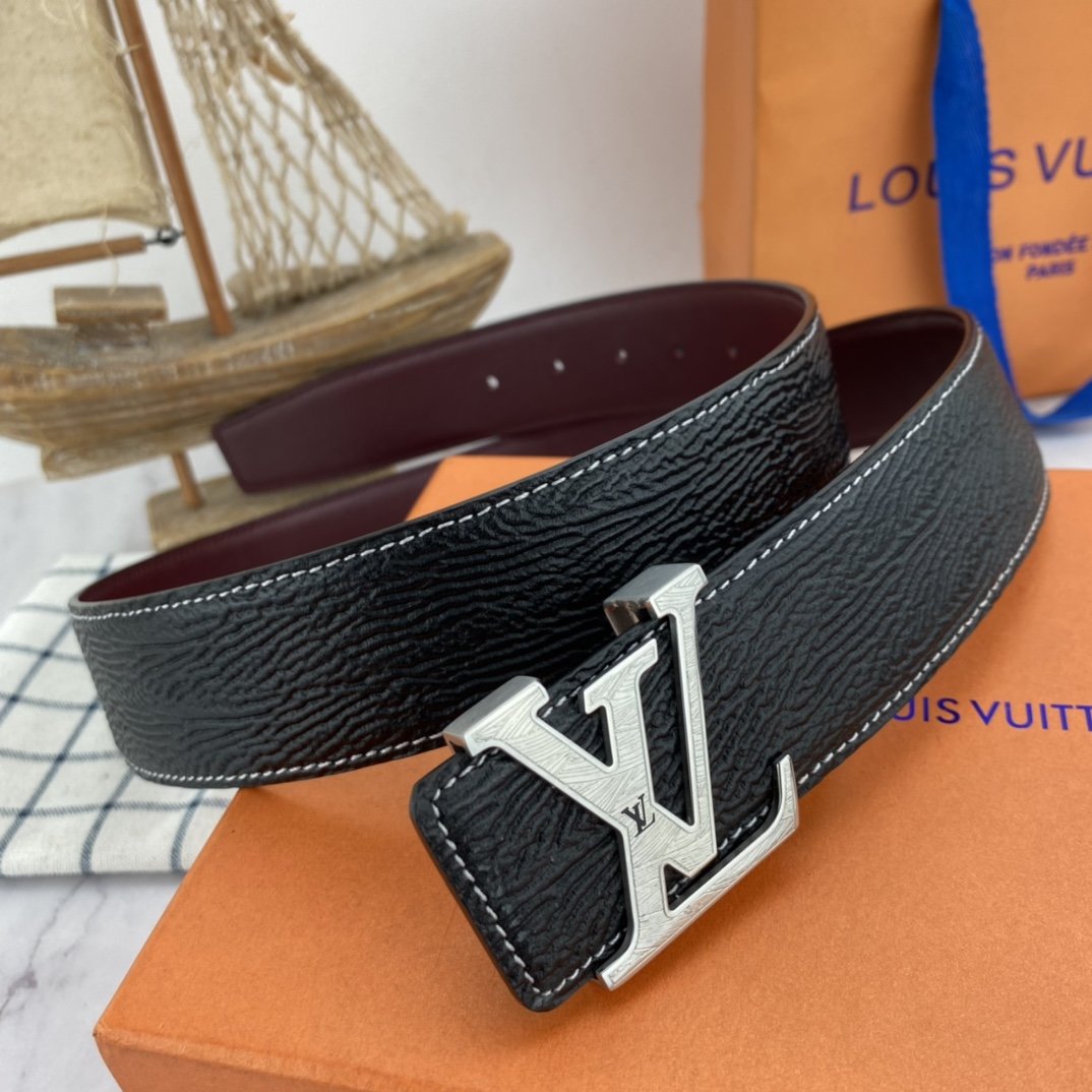 Male leather belt LV 3.8 cm фото 8