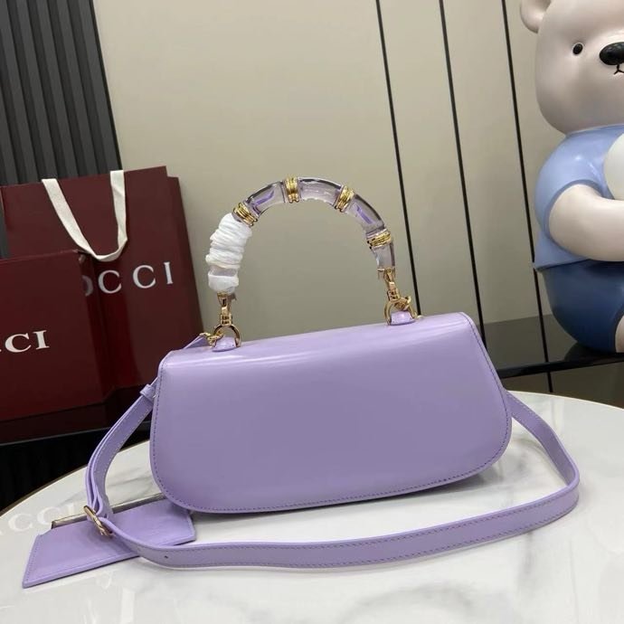 Сумка кожаная Gucci Bamboo Diva 26 см фото 6