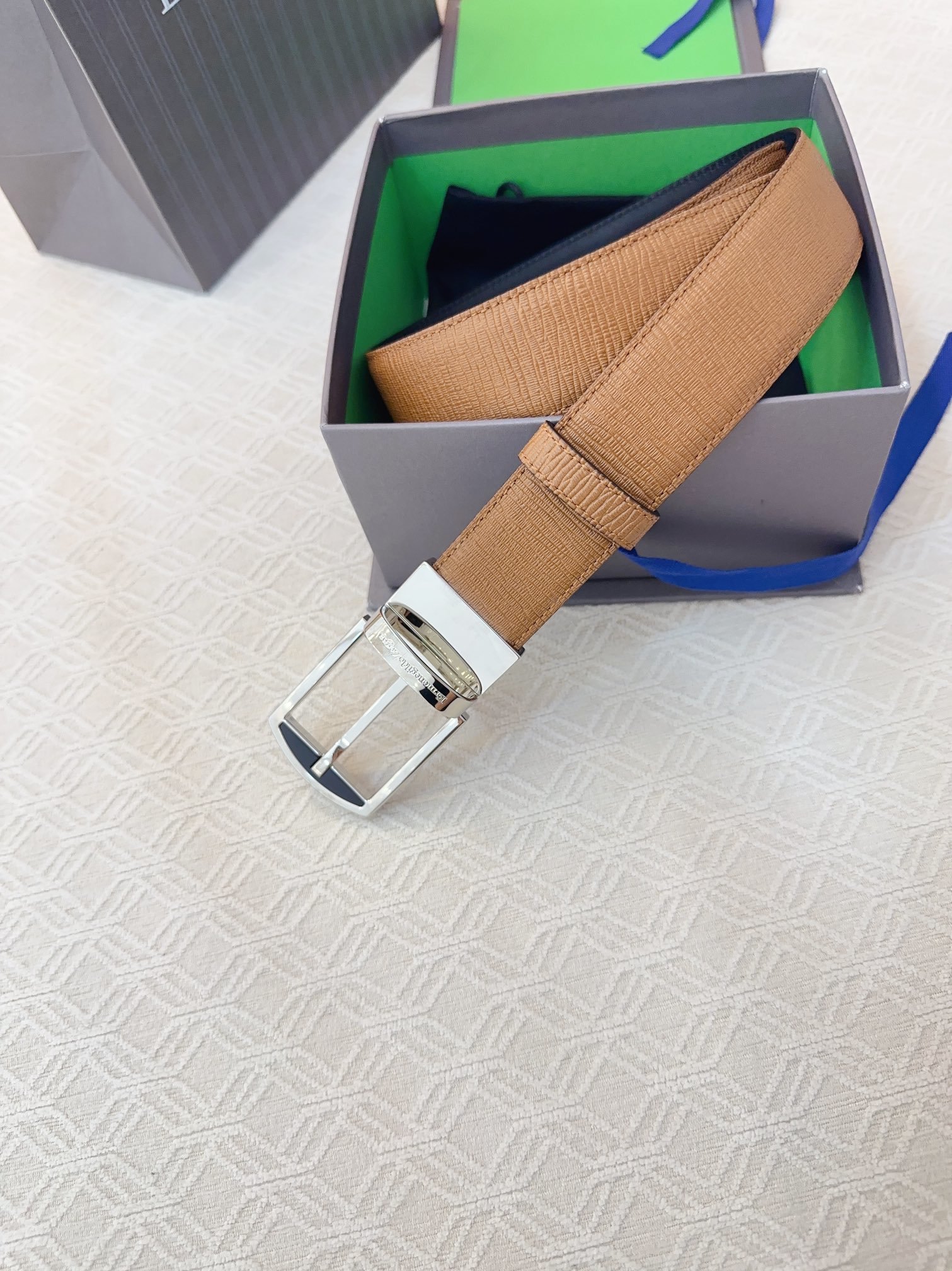 Male leather belt 3.5 cm фото 6