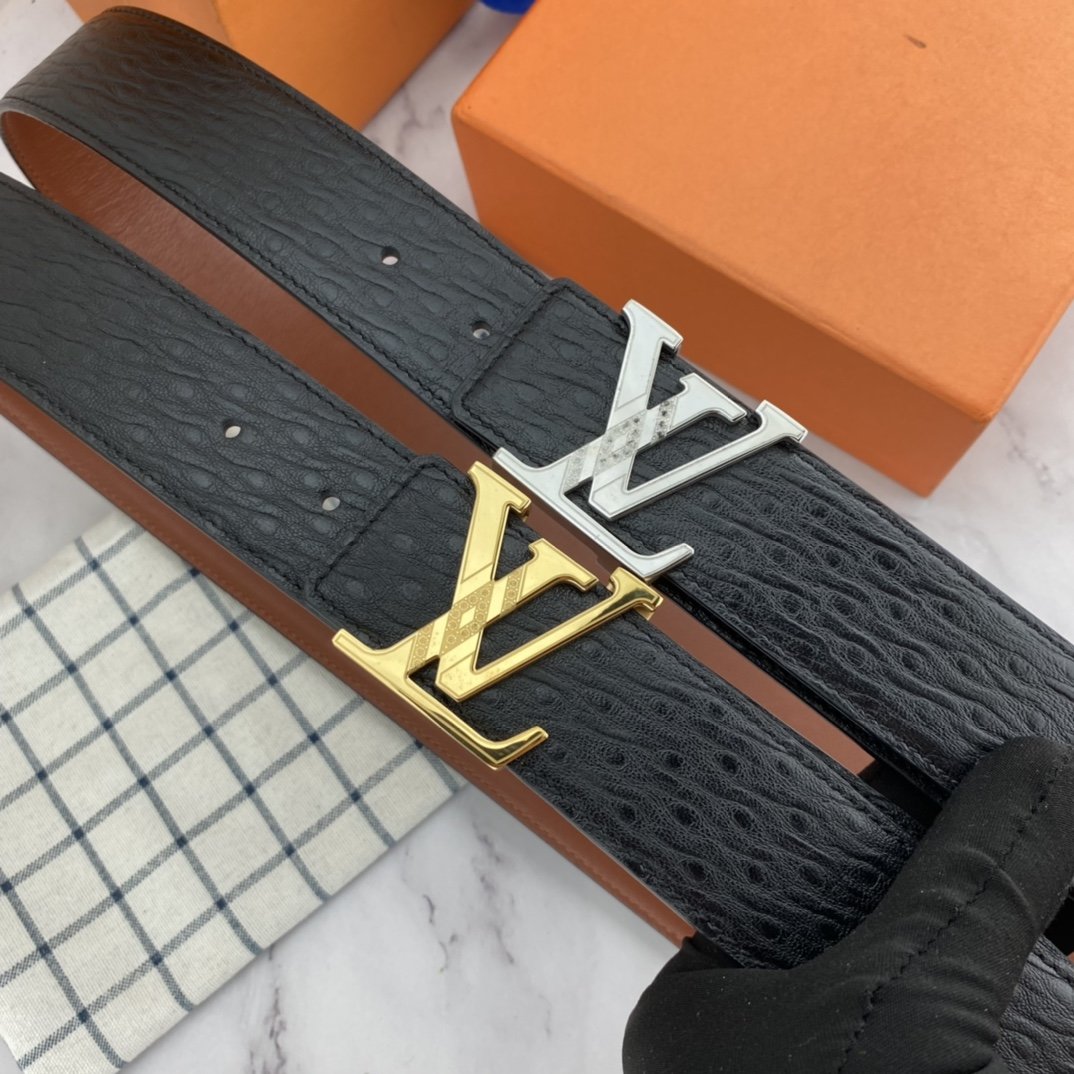 Male leather belt LV 3.8 cm фото 9