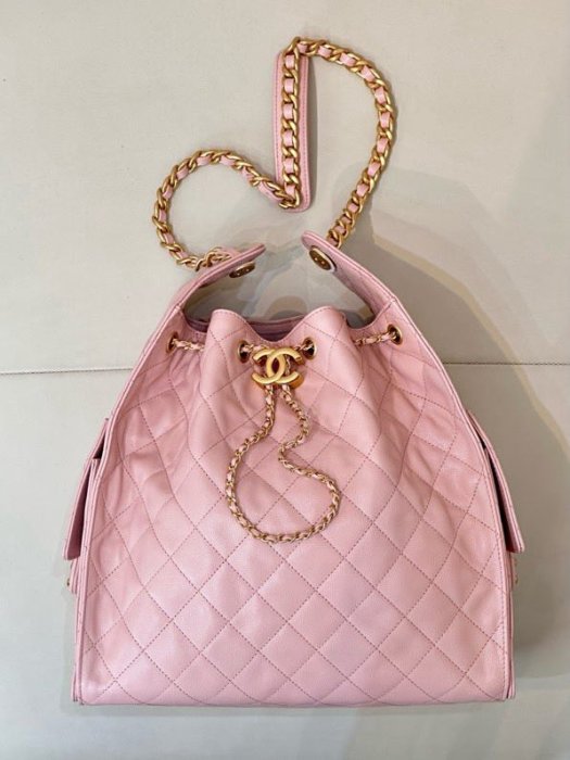 Сумка кожаная розовая Chanel 25C 40 см