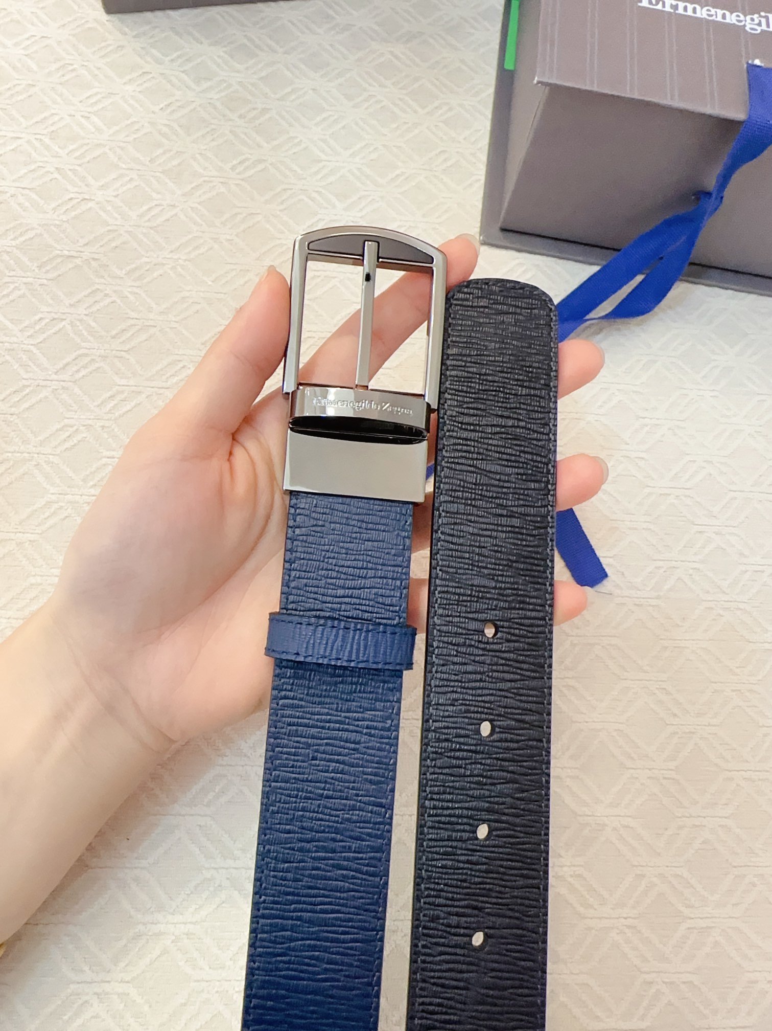 Male leather belt 3.5 cm фото 8