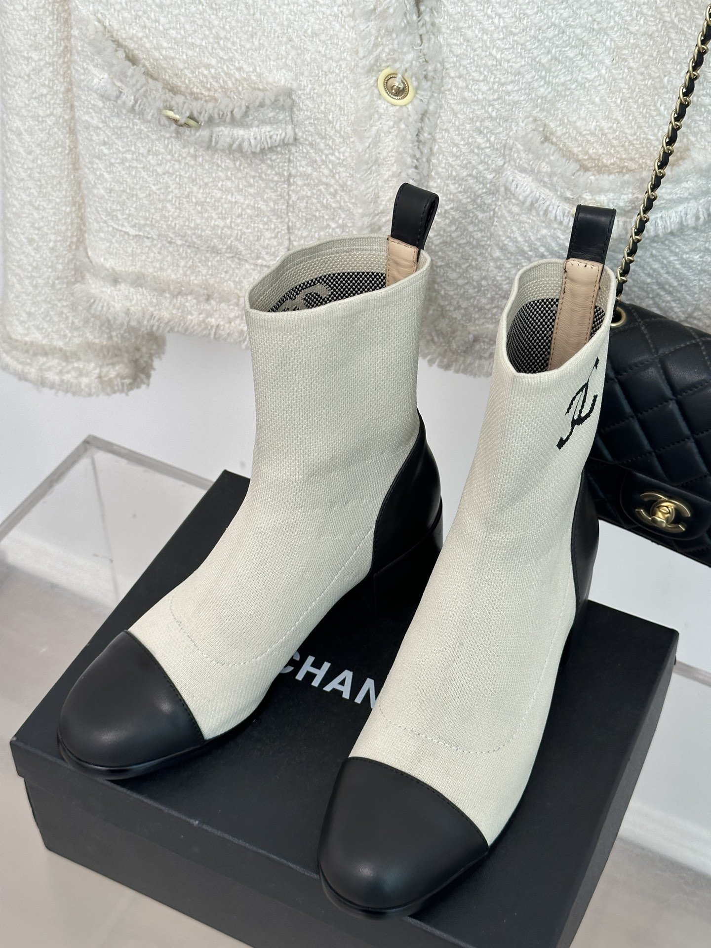 Chanel sock outlet booties