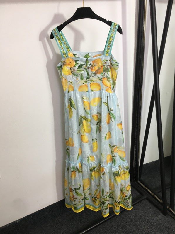 Bright dress on straps from print lemon фото 5