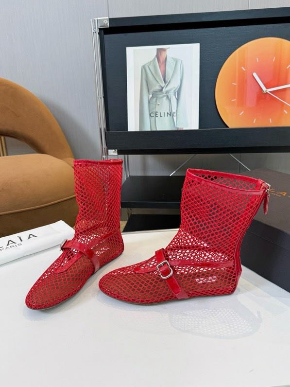 Балетки с высокой сеткой и кожей