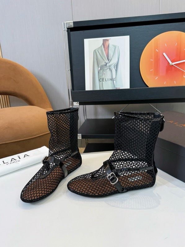 Балетки с высокой сеткой и кожей