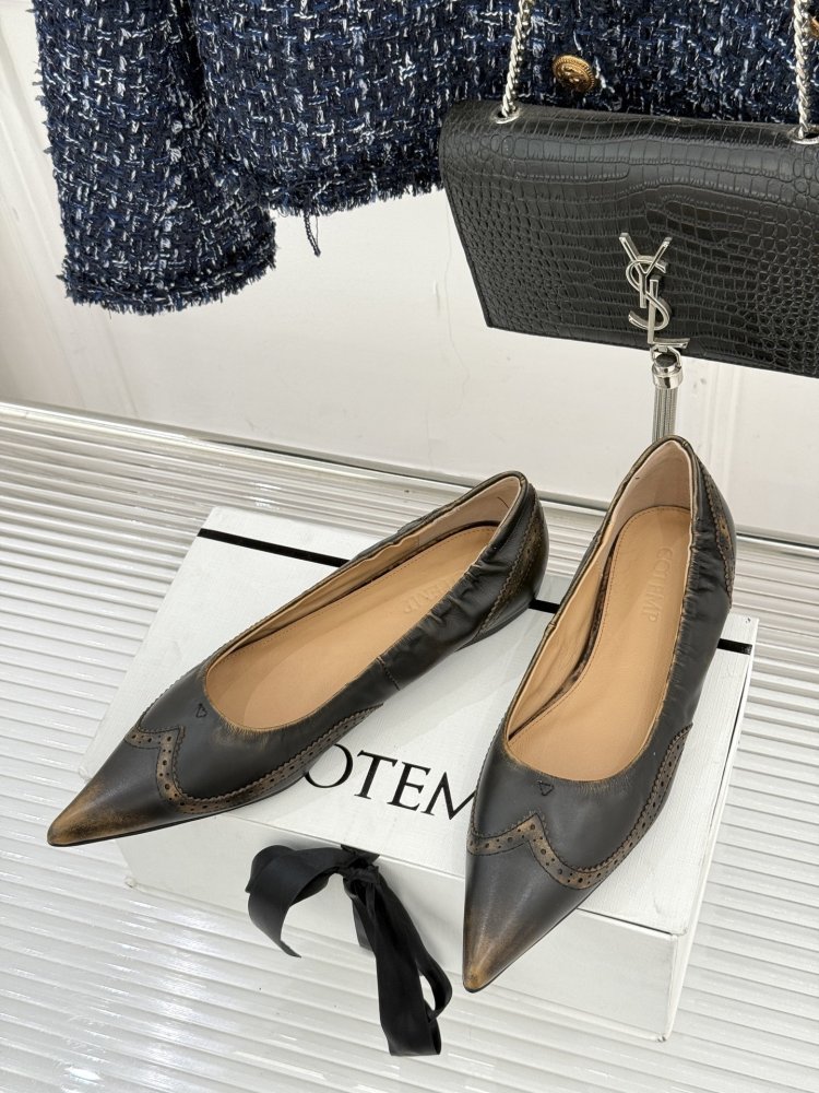 Балетки сірі жіночі шкіра з гострим носком і декоративної прострочкою класичні вінтажні фото 2