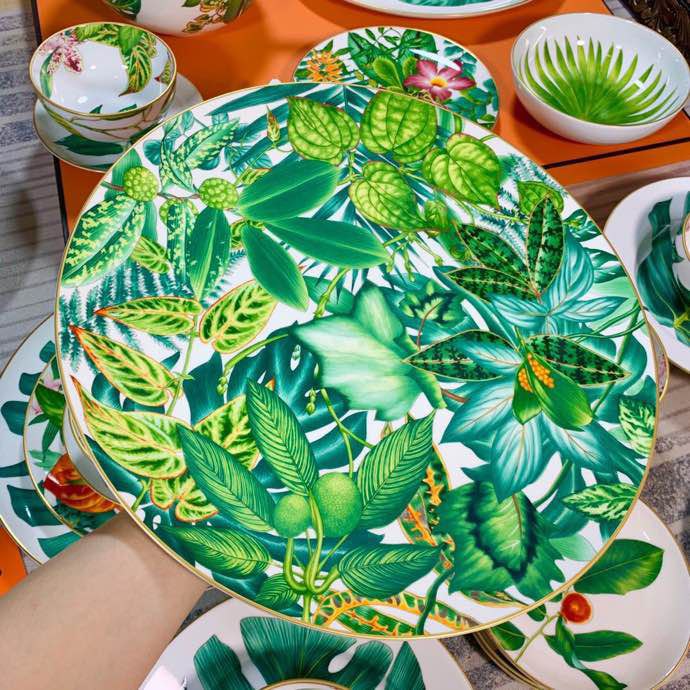 Большой набор посуды из костяного фарфора, 58 предметов, серия Tropical Rainforest фото 6