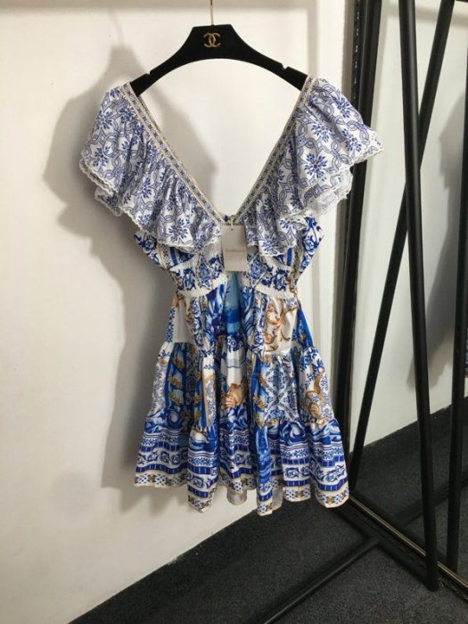 Платье с принтом листьев лотоса