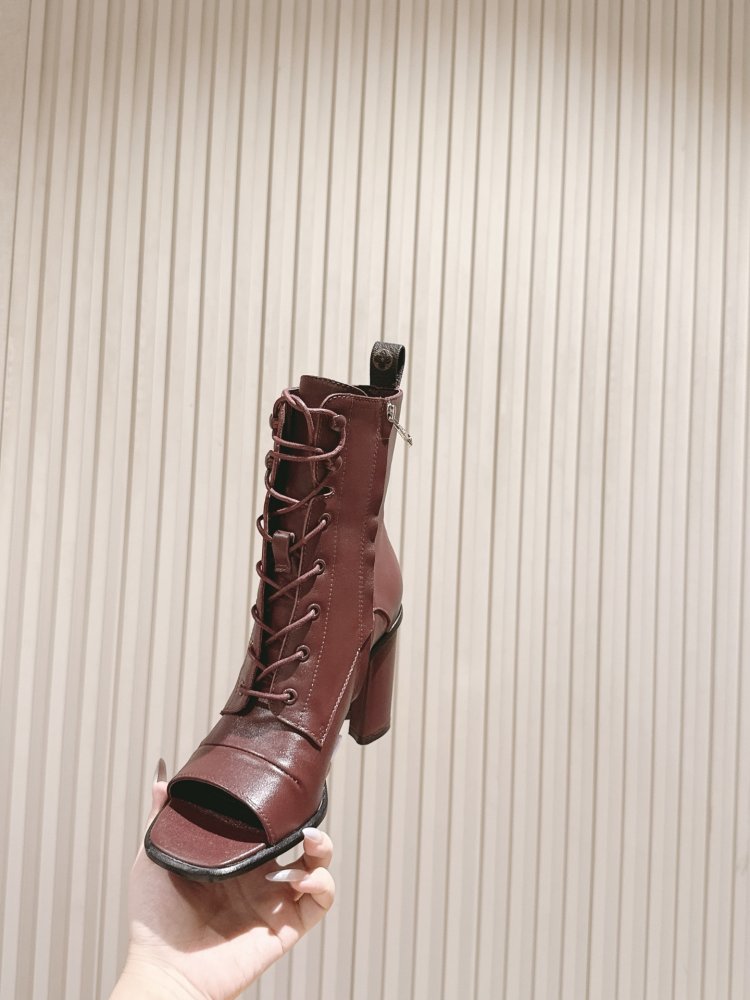 Кожаные ботильоны с открытым носком фото 8