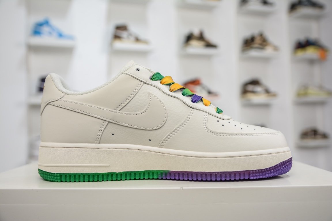 Кросівки Air Force 1 07 Low String Beige Green Purple TF8896-303 фото 3