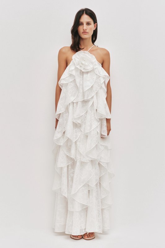 White summer dress AJE Runway from embroidery