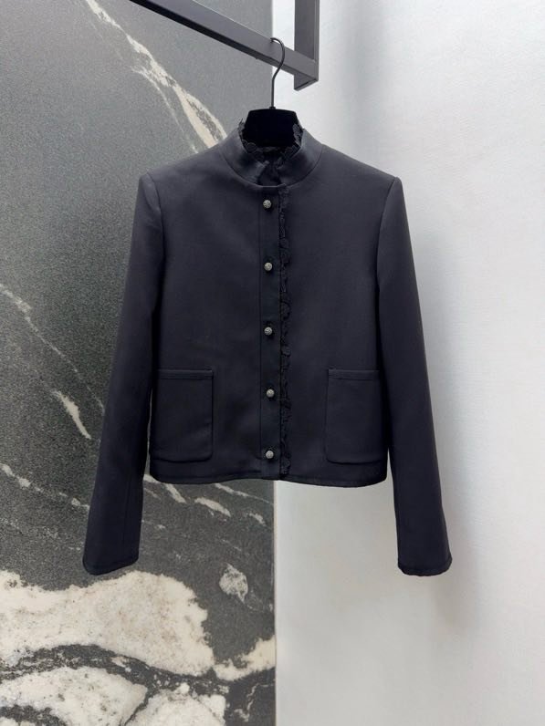 Блейзер з коміром стійкою і мереживний флисовой обробкою