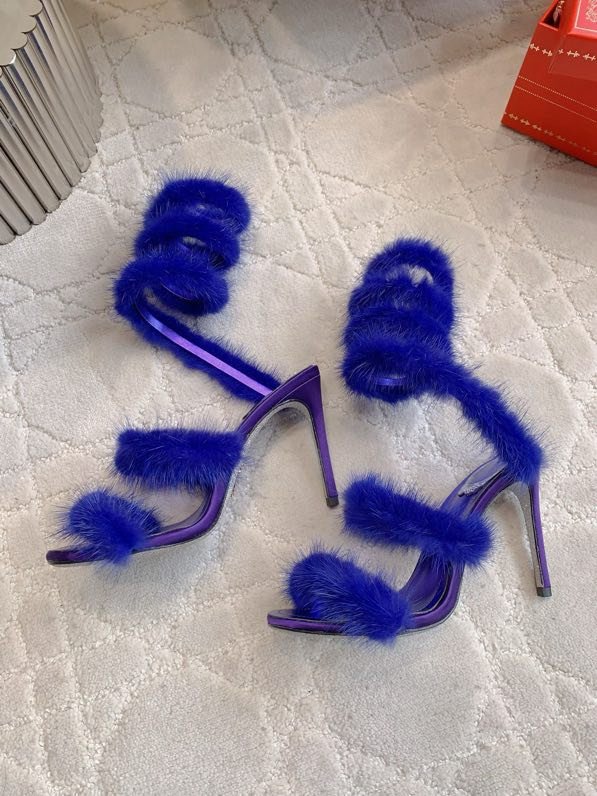 Босоніжки на високому підборах з норковым хутром