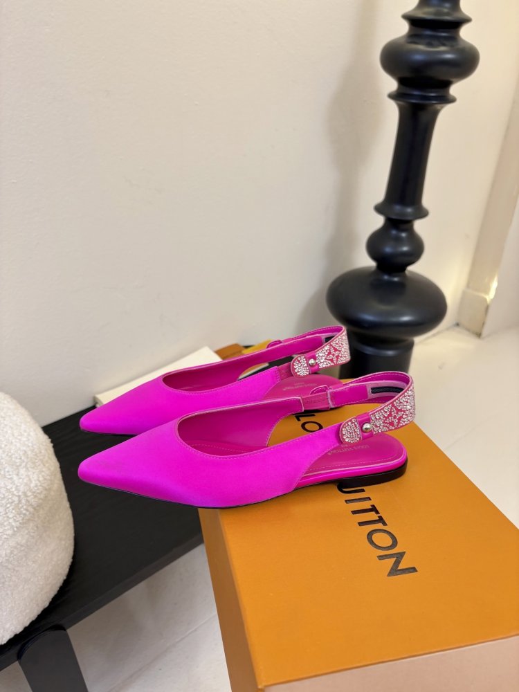 Босоніжки жіночі з відкритої п'ятою рожеві неонові балетки з ремінцем фото 5