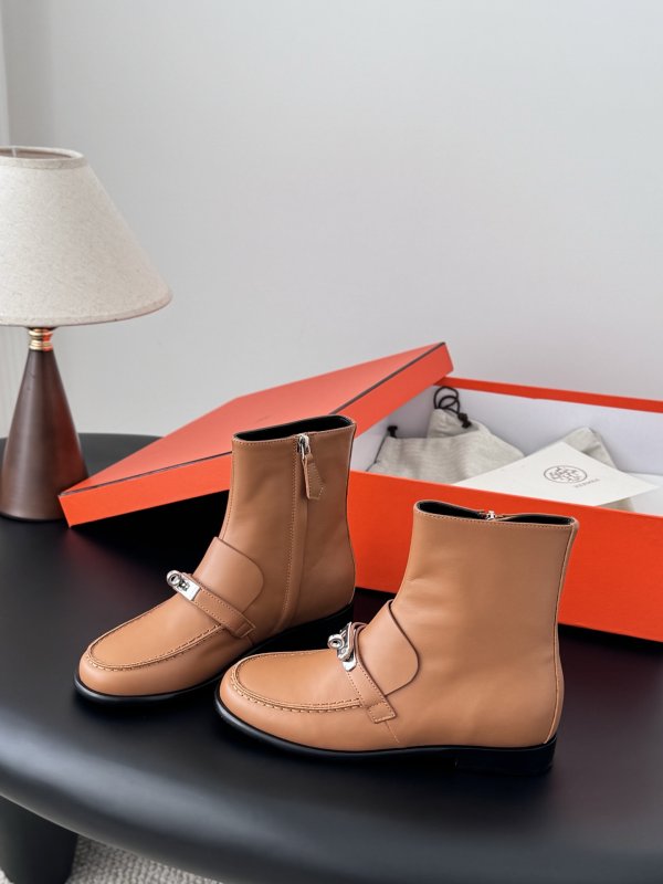 Ботильоны Hermes Kelly кожаные с пряжкой