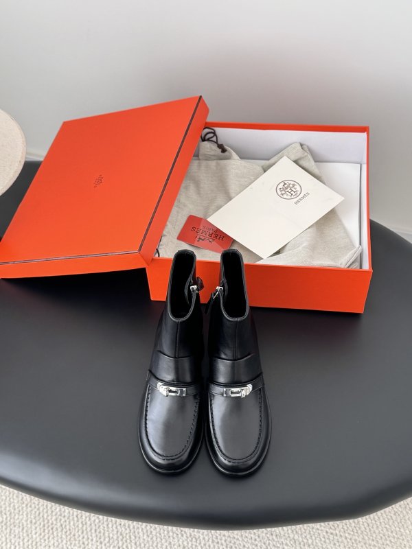 Ботильоны Hermes Kelly кожаные с пряжкой фото 2