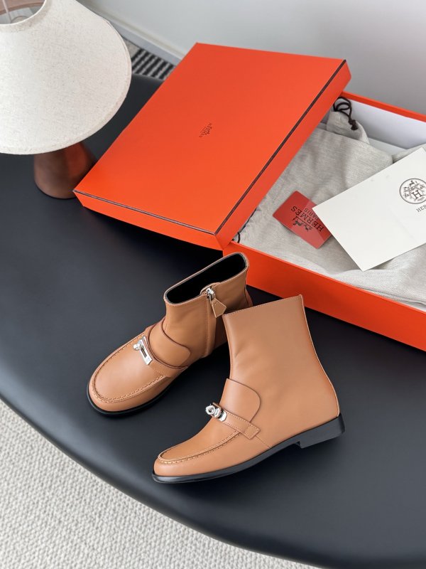 Ботильоны Hermes Kelly кожаные с пряжкой фото 3