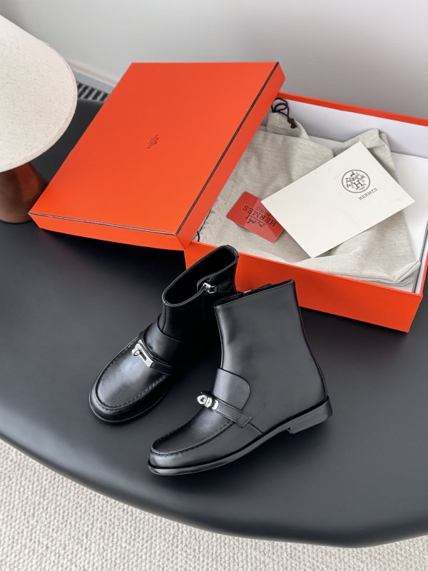 Ботильоны Hermes Kelly кожаные с пряжкой фото 3