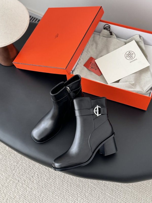 Ботильоны Hermes Kelly кожаные с пряжкой фото 3