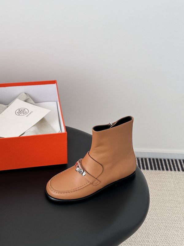 Ботильоны Hermes Kelly кожаные с пряжкой фото 5