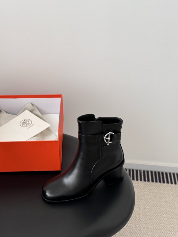 Ботильоны Hermes Kelly кожаные с пряжкой фото 5