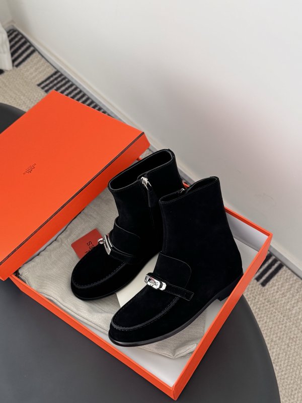 Ботильоны Hermes Kelly кожаные с пряжкой фото 8