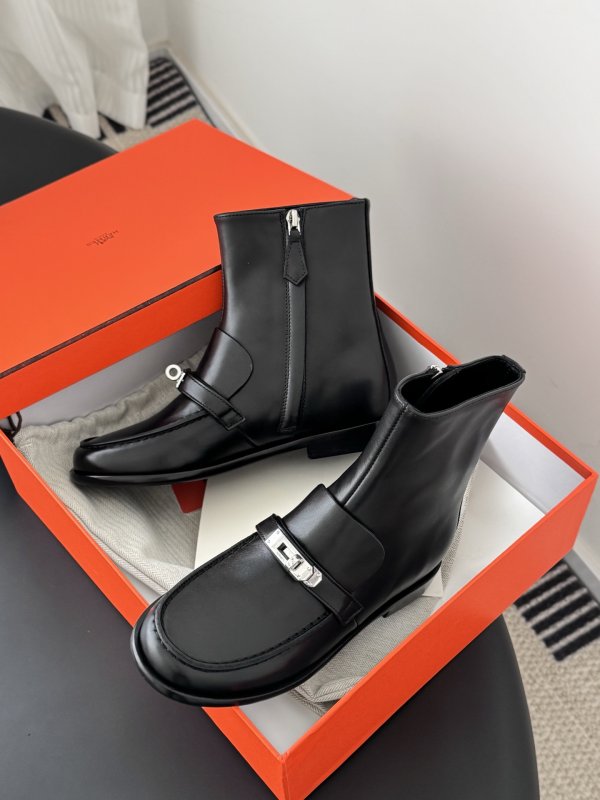 Ботильоны Hermes Kelly кожаные с пряжкой фото 9