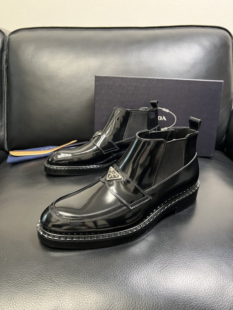 Черевики чоловічі челсі шкіряні лакові з гумкою фото 2