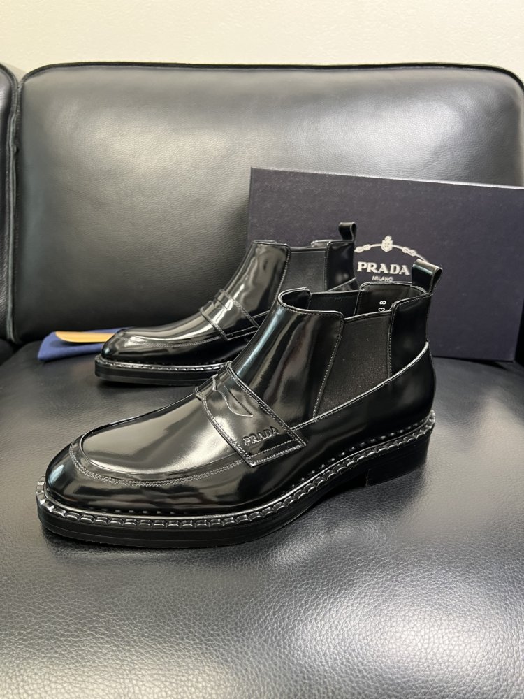 Черевики чоловічі челсі шкіряні лакові з гумкою фото 2